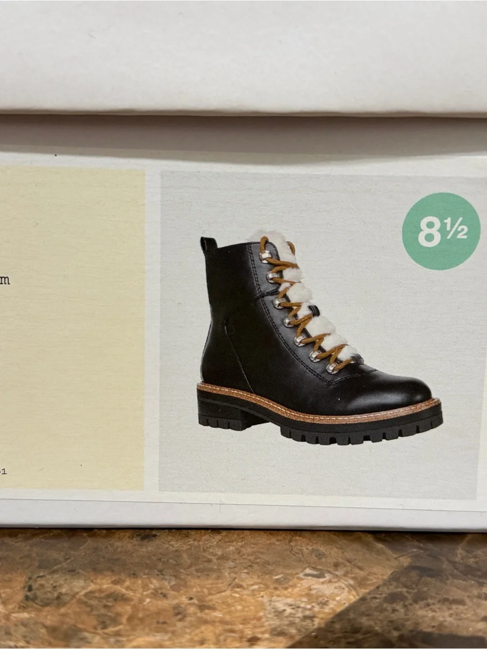a new day Black Ankle Boots with Tan Laces